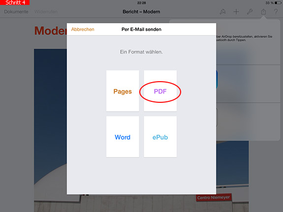 Pages-Dokument in PDF umwandeln