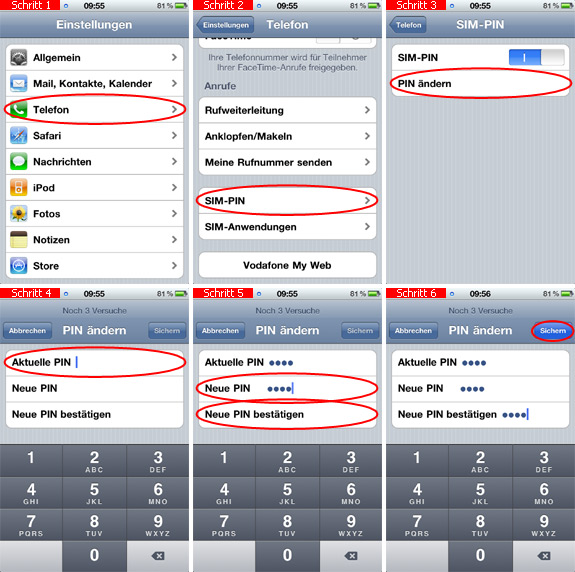 SIM-PIN auf dem iPhone ändern