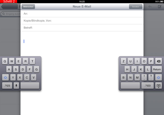 Geteilte Tastatur auf dem iPad