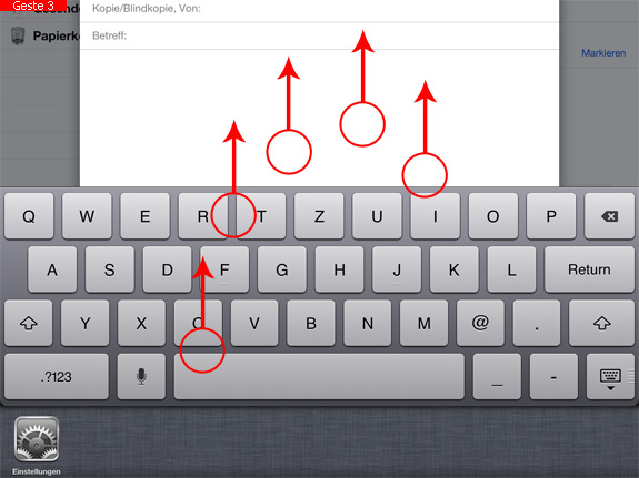 Geste für die Multitasking-Leiste