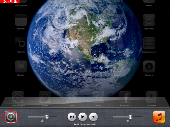 Ausrichtungssperre auf dem iPad aktivieren