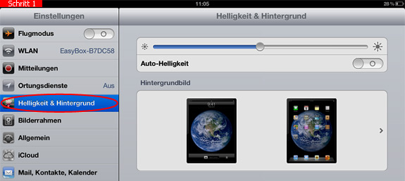 Helligkeitsregler iPad