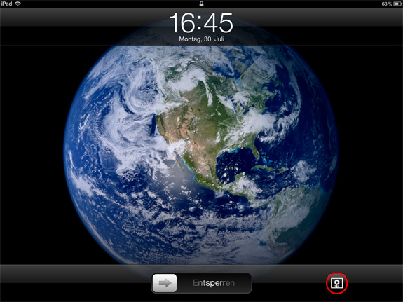 Digitaler Bilderrahmen auf dem Sperrbildschirm des iPad