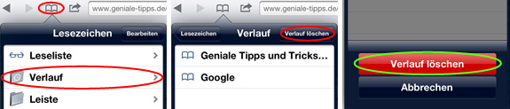 Verlauf direkt im Safari auf dem iPad entfernen