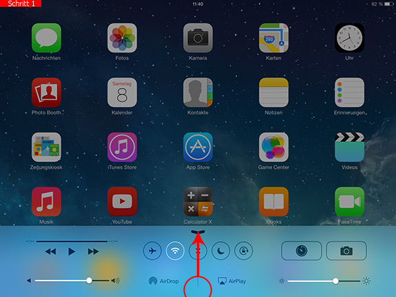 Shortcut-Leiste auf dem iPad öffnen
