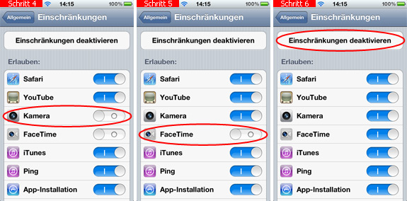 Einschränkungen auf dem iPhone aufheben