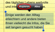 Ganzen Absatz kopieren auf dem iPhone