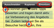 Absätze auf dem iPhone überschreiben