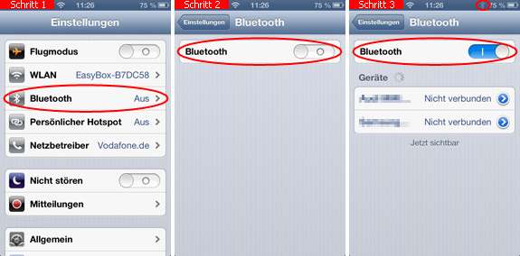 Bluetooth ab iOS 6 einschalten