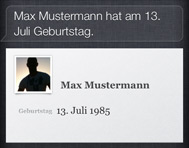 Siri sagt den Geburtstag eines Kontaktes an