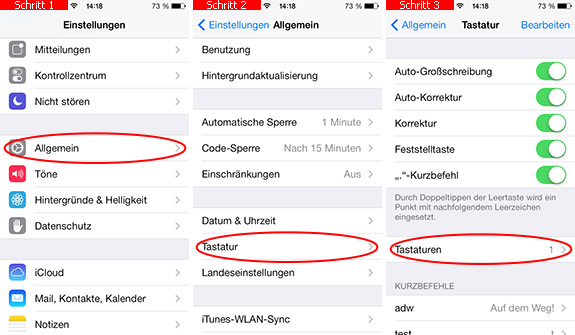 Einstellungen - Tastaturen auf dem iPhone