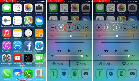 Schnellzugriff Bluetooth auf dem iPhone