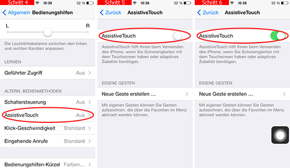 AssistiveTouch auf dem iPhone aktivieren