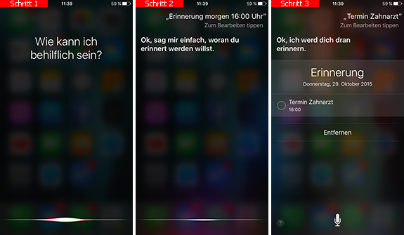 Neue Erinnerung mit Siri erstellen