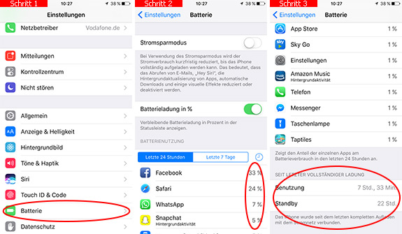 Stromverbrauch der Apps messen