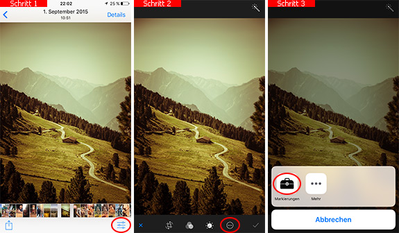 Bilder auf dem iPhone mit Markierungen bearbeiten