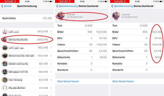 Statistik Nachrichtenanzahl Whatsapp pro Chat
