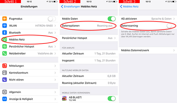 Datenroaming auf dem iPhone im Ausland ausschalten