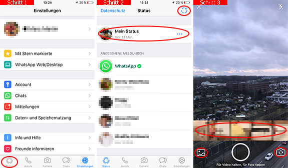 Status bei WhatsApp erstellen