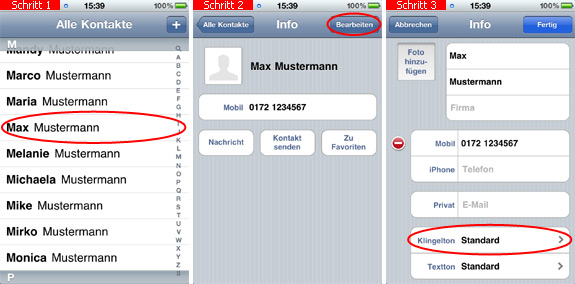 Kontakt auf dem iPhone bearbeiten