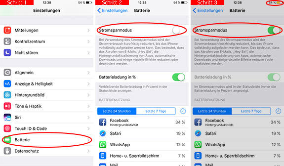 Stromsparmodus auf dem iPhone einschalten