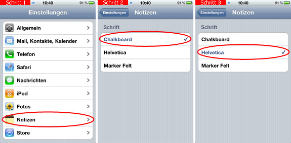 Schriftart Der Notizen Auf Dem Iphone Andern