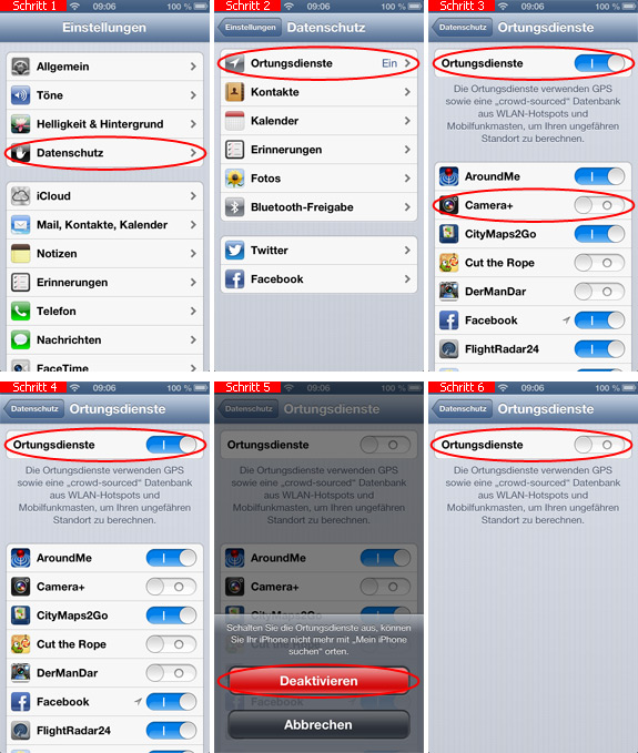 Ortungsdienste auf dem iPhone deaktivieren