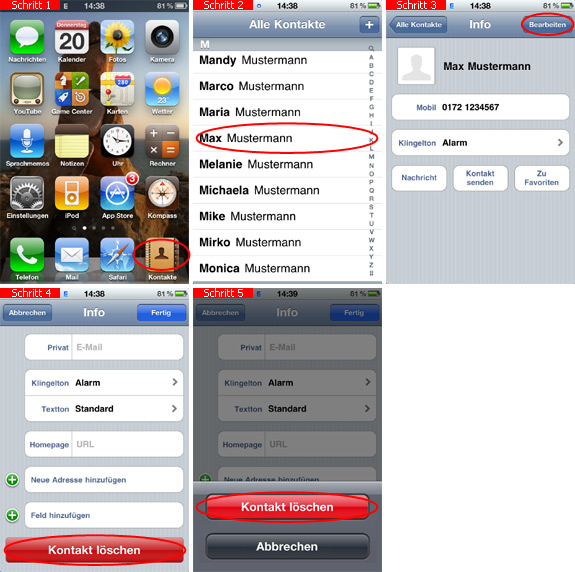 Kontakt auf dem iPhone löschen