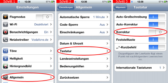 Rechtschreibprüfung auf dem iPhone ausschalten