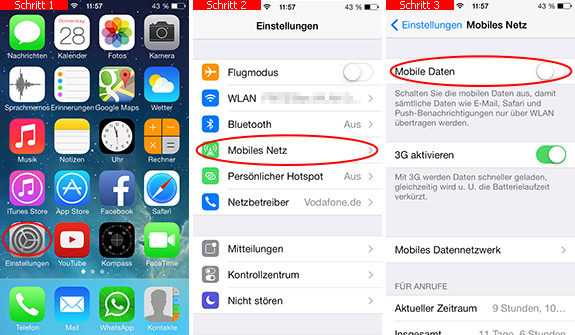 Mobile Daten auf dem iPhone ausschalten