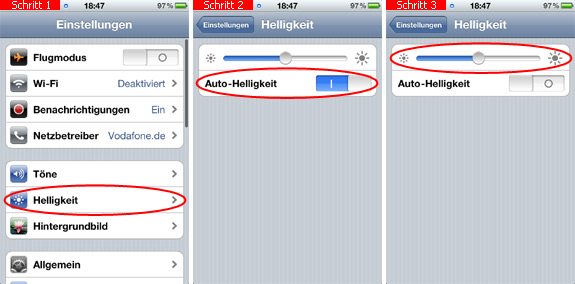 Helligkeit auf dem iPhone einstellen