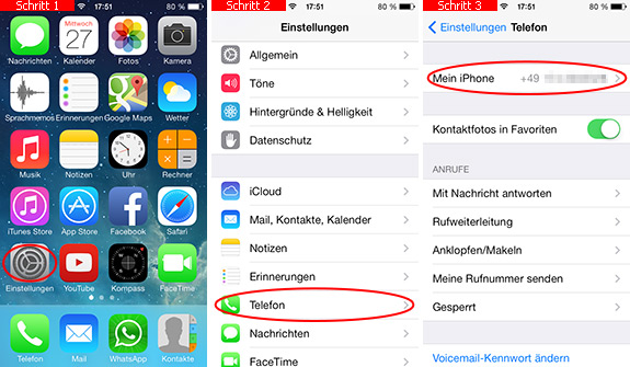 Eigene Nummer auf dem iPhone anzeigen