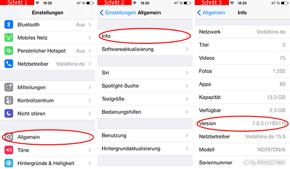 iOS-Version auf dem iPhone anzeigen