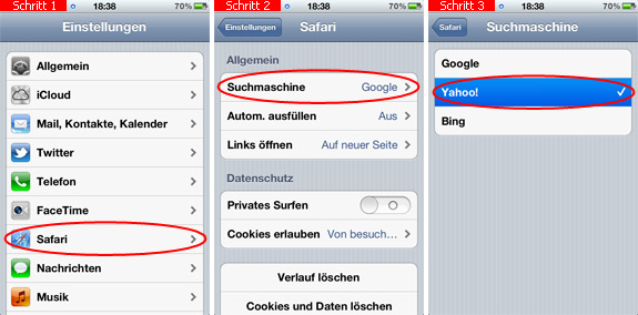 Suchmaschine im Safari ändern