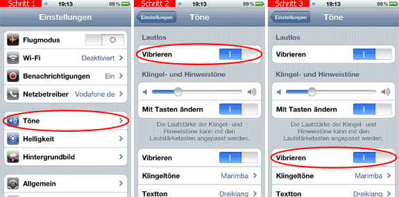 Vibrationsalarm beim iPhone ausschalten