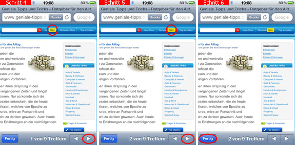 safari iphone seite durchsuchen