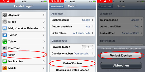 Safari-Verlauf im iPhone löschen