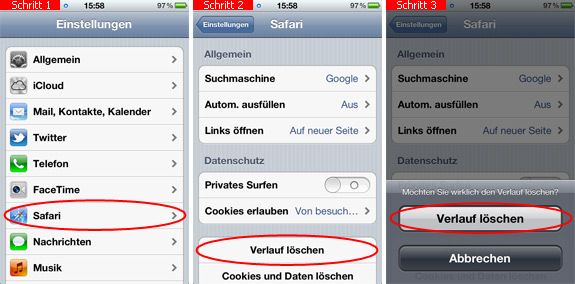 Verlauf auf dem iPhone löschen