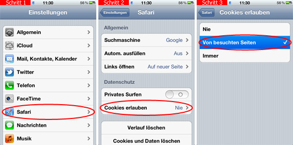 Cookies im Safari aktivieren