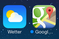 Blauer Punkt unter einer iPhone-App