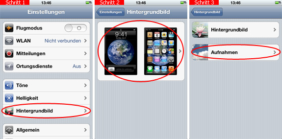 Hintergrund auf dem iPod touch auswählen