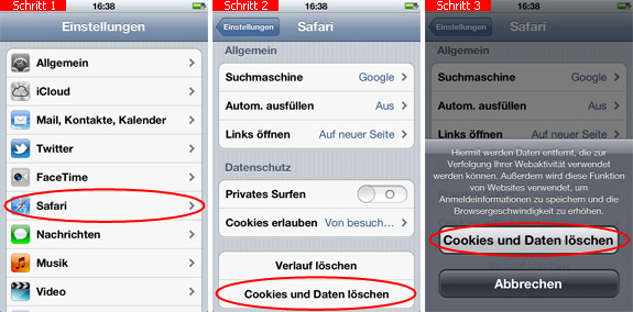 Cookies auf dem iPod touch entfernen
