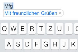 Kurzbefehle auf der iPhone-Tastatur eingeben