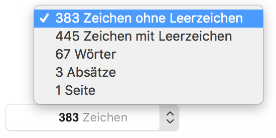 Zeichen und Wörter in Pages zählen