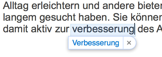 Fenster der Autokorrektur auf dem Mac