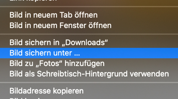 Kontextmenü im Safari-Browser beim Mac