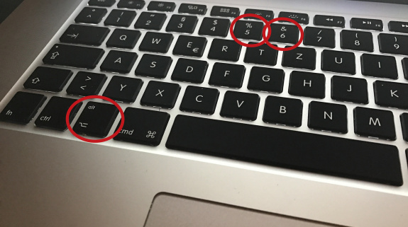 Eckige Klammern auf einer Apple-Tastatur eingeben